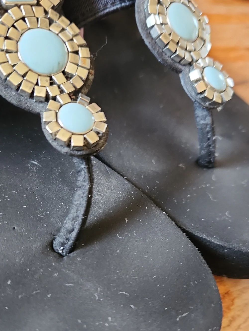 Yellow Box Platform Sandals Blue‎ Silver Embellished Thong Sandals sz 6.5 - Picture 10 of 10